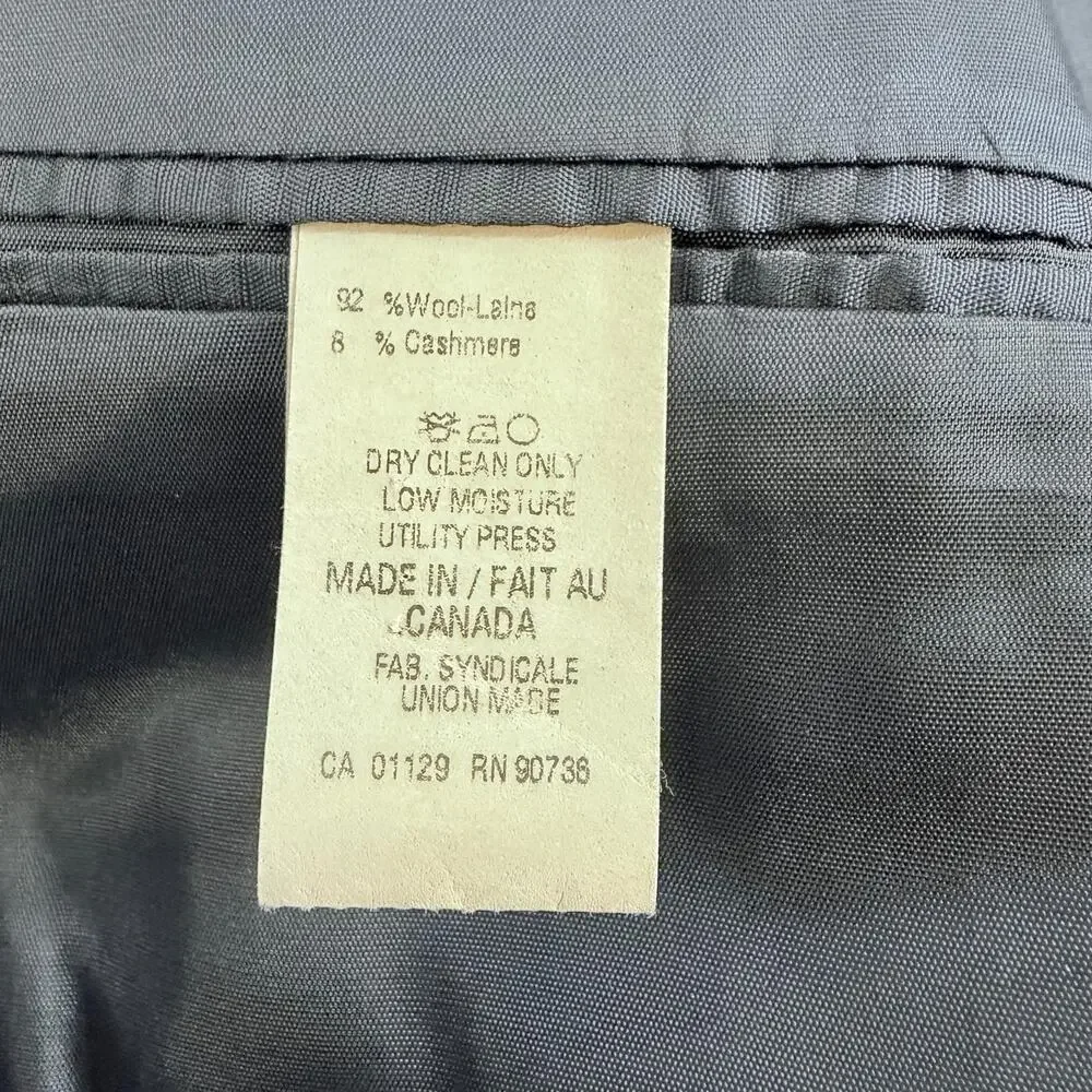 Chaps Men's Blazer Sport Coat Wool Cashmere Blend Sz 37s Dark Blue W/ Pin Stripe